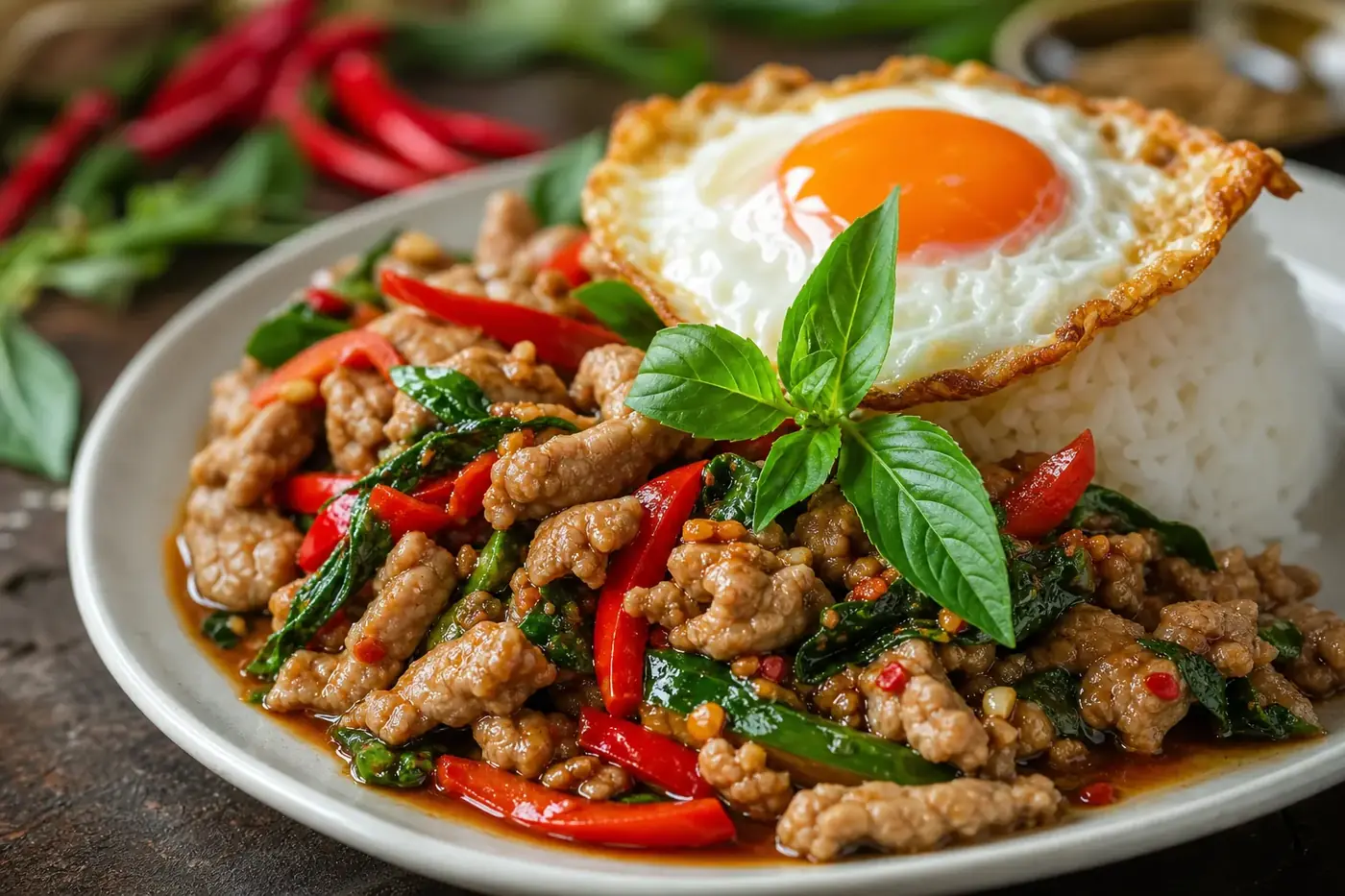 ข้าวหมูผัดพริก